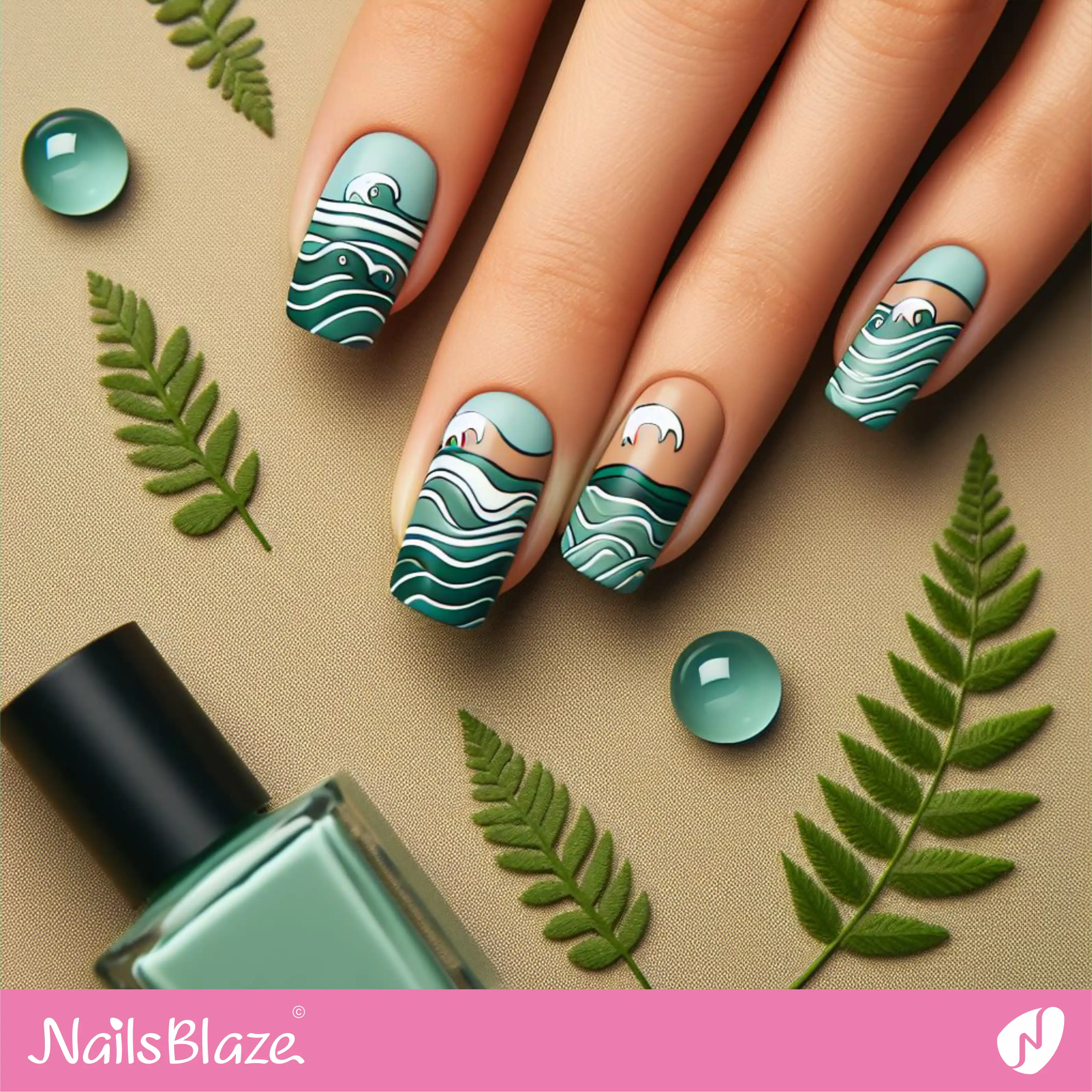 Matte Nails with Ocean Conservation Theme | Save the Ocean Nails - NB3284